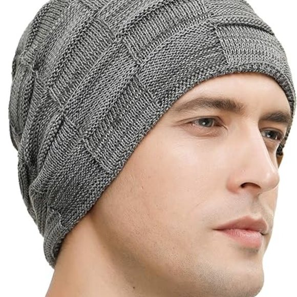 2 Packs Slouchy Beanie for Men Winter Hats for Guys Cool Beanies Men' Lined Knit - Picture 3 of 6